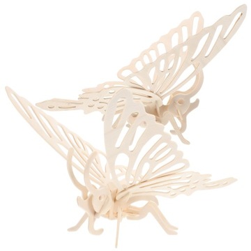 ZABAWKI 3D PUZZLE ZWIERZĘTA INTERAKTYWNE UKŁADANKI DIY Z DREWNA MOTYL 2 SZT