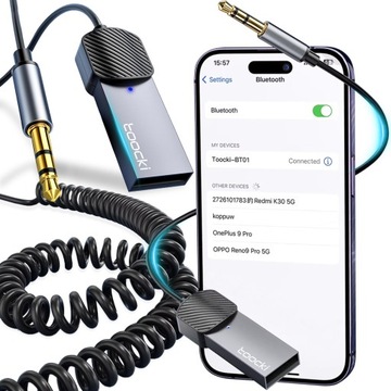 TRANSMITER BLUETOOTH FM SAMOCHODOWY ODBIORNIK AUDIO ADAPTER DO AUX USB 5.0