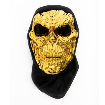 Halloween Maska Złota Czacha z kapturem
