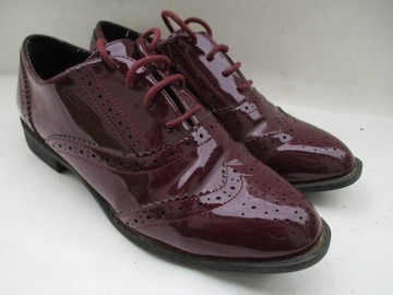 37 ASOS SHOES PÓŁBUTY OKSFORDY BORDO LAKIEROWANE