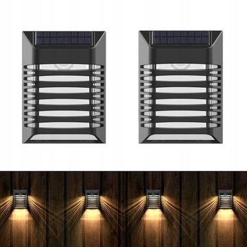 solarne lampy ścienne światła ogrodzenia 2szt