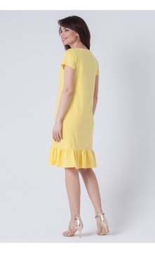 Śliczna dresowa letnia sukienka w łódkę żółta M/L
