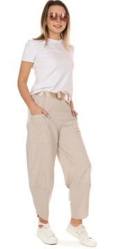 F671 ЛЬНЯНЫЕ БРЮКИ 7/8 Тюльпаны