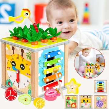 DREWNIANA ZABAWKA SENSORYCZNA, ZABAWKA MONTESSORI, PREZENT DLA DZIECI