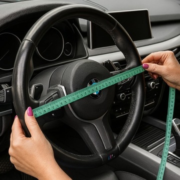 NAKŁADKA NA KIEROWNICĘ SKÓRZANA POKROWIEC SKÓRA 6 KAWAŁKÓW 37-38 CM