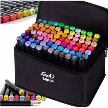 МАРКЕРЫ, ТРИПСЫ, АЛКОГОЛЬНЫЕ РУЧКИ, ДВУХСТОРОННИЕ, ПРОФЕССИОНАЛЬНЫЙ НАБОР 80х80ШТ + СУМКА