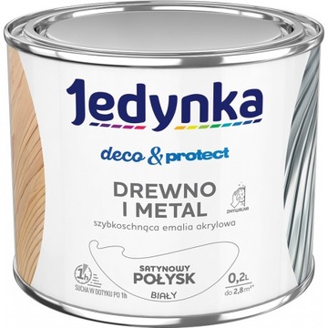 FARBA DO DREWNA I METALU BIAŁY SATYNOWY POŁYSK 0.2