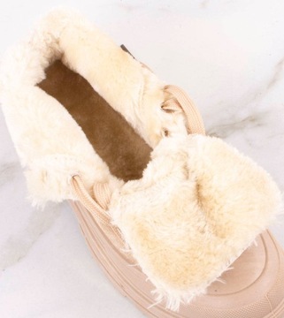 BEŻOWE WYSOKIE TRAMPKI OCIEPLANE 40