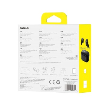 БЕСПРОВОДНЫЕ ВКАНАЛЬНЫЕ НАУШНИКИ BASEUS BLUETOOTH 5.3 ENC IPX4 ЧЕРНЫЕ