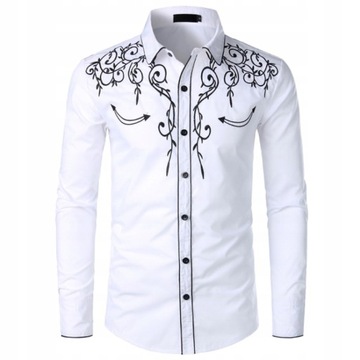 HTEDTH koszula męska casual inkuy-SKU06353 długi rękaw relaxed poliester