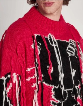 GCDS Hello KItty Sweter Różowy z Frędzlami Unisex XL