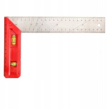 KĄTOWNIK ALUMINIOWY STOLARSKI Z POZIOMICĄ 30cm