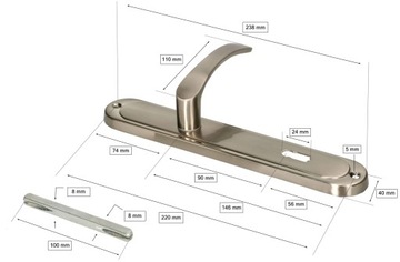 ДВЕРНАЯ РУЧКА ДЛИНОЙ 90 ММ ДВЕРНАЯ ДОСКА С КЛЮЧОМ
