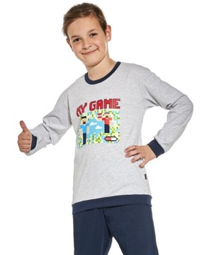 Piżama chłopięca Cornette 268/148 My Game 2 r. 134/140 Minecraft paski