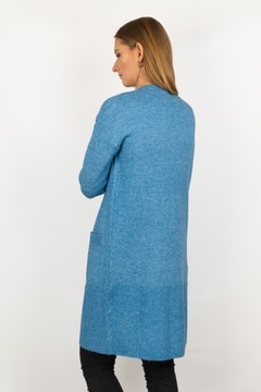 New Look Długi Luźny Niebieski Sweter Narzutka Kieszenie z Wełną M 38