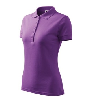 KOSZULKA PIQUE POLO DAMSKA MALFINI 210 BAWEŁNIANA T-SHIRT fioletowa M