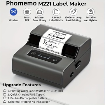 Phomemo Label Maker- With 3pcs Labels M221 Address Label Printer 3 Inch