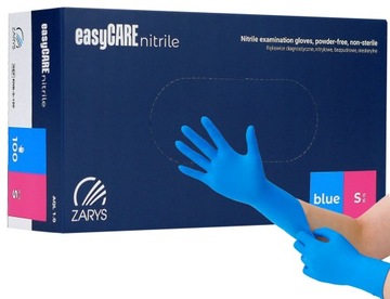 RĘKAWICE rękawiczki NITRYLOWE BEZPUDROWE ZARYS EasyCare niebieskie BLUE S