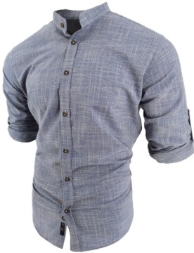 РУБАШКА МУЖСКАЯ, С ВОРОТНИКОМ, СИНЯЯ, С ДЛИННЫМ РУКАВОМ, L