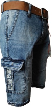 spodenki męskie jeansowe krótkie bojówki jeans W38