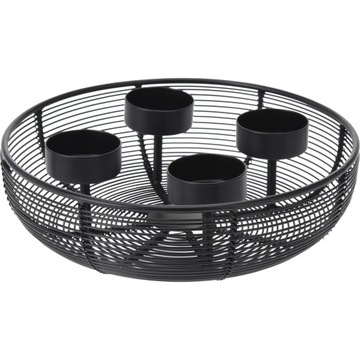 ŚWIECZNIK CZARNY okrągły METALOWY NA TEALIGHT 20cm