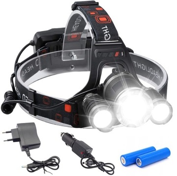 LATARKA CZOŁOWA NA GŁOWĘ CZOŁÓWKA 3XLED ZOOM CREE MOCNA 4 TRYBY ALUMINIUM