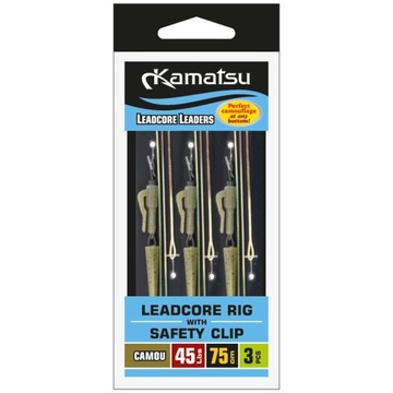 Kamatsu Przypony Leadcore Z Klipsem 45lb - 3szt.