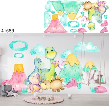 наклейки стикер стены для детей динозавры