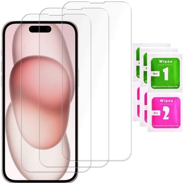 3x SZKŁO HARTOWANE do APPLE IPHONE 15 SZYBKA 9H