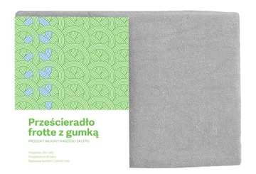 PRZEŚCIERADŁO FROTTE Z GUMKĄ 90X200 SZARE MATOWE JASNY POPIEL GĘSTE GRUBE