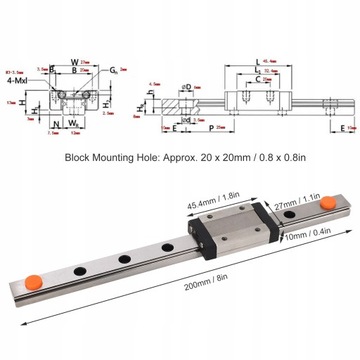 PROWADNICA LINIOWA MGN12H WAŁEK PODPARTY 200MM C