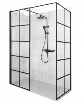 Kabina Prysznicowa BLER SQUARE Czarna Walk-In 90x100 cm