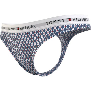 TOMMY HILFIGER STRINGI DAMSKIE MAJTKI 1P THONG PRINT NIEBIESKIE r.M