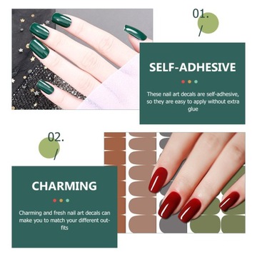 12 листов самоклеящихся наклеек для ногтей с полной оберткой