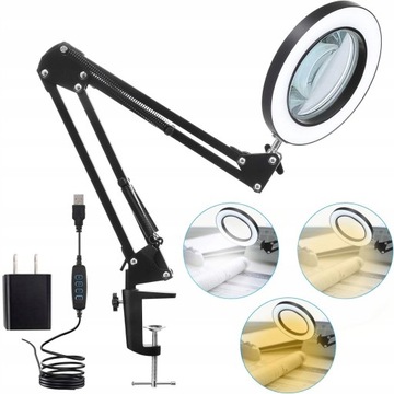 LAMPKA DO MAKIJAŻU LED LUPA LAMPA STOŁOWA 10X LUPA DO CZYTANIA