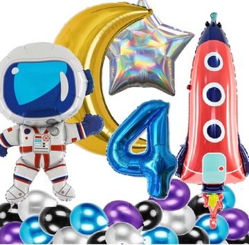 BALONY urodziny 4 LATKA KOSMOS RAKIETA ASTRONAUTA