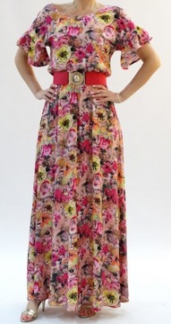 Платье макси БОХО с цветами, розами, размер 48 (34-54)