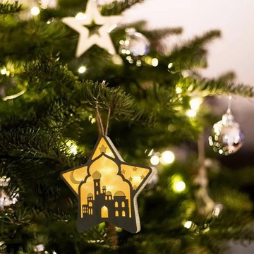 Деревянные светильники Eid AL Adha, декоративный ночник, подвесной светильник, стиль C