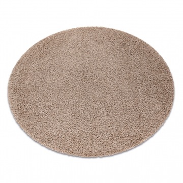 Dywan shaggy okrągły beżowy/ latte koło 120 cm