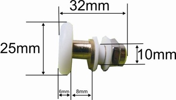 25 mm Rolka Prysznicowa na mimośrodzie KÓŁKO WÓZEK ŁOŻYSKO