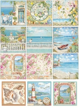 NAKLEJKI DEKORACYJNE SCRAPBOOING 12 SZT WAKACJE KWIATY