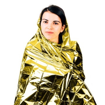 ТЕПЛОВАЯ СПАСАТЕЛЬНАЯ ФОЛЬГА СПАСАТЕЛЬНОЕ ОДЕЯЛО ЗОЛОТОЕ ЗОЛОТО ДВУХСТОРОННИЙ NRC МЕТЕОР