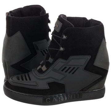 Buty Damskie Sneakersy na Koturnie Carinii Czarne B8549-H20