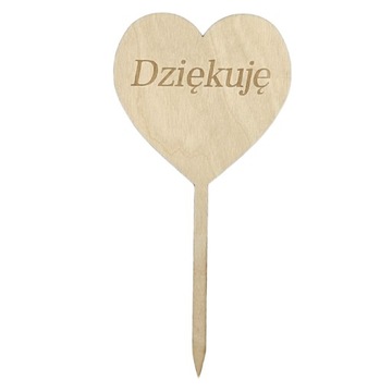 DREWNIANY TOPPER SERCE DZIĘKUJE PIK DO KWIATÓW DEKORACJA DO PREZENTU