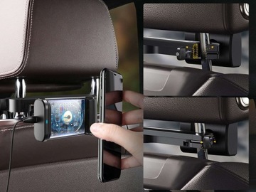 АВТОМОБИЛЬНЫЙ ДЕРЖАТЕЛЬ BASEUS С ЗАРЯДНЫМ УСТРОЙСТВОМ QI ПОДГОЛОВНИК