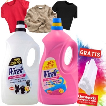 WIREK Płyn do prania 4L KOLOR + CZARNY +CHUSTECZKI