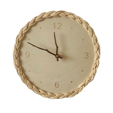 RATTANOWY CYFROWY ZEGAR BIUROWY WISZĄCY NA ŚCIANIE VINTAGE