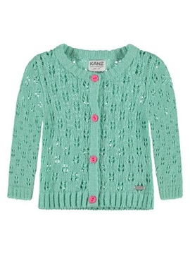 Sweter dziewczęcy, rozpinany, zielony, Kanz, r. 86