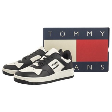 Buty Sneakersy Męskie Tommy Hilfiger Basket Leather Black Czarne