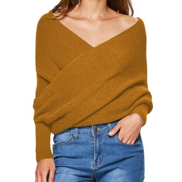 CIEPŁY SWETER DAMSKI GRUBY SZAL Z RĘKAWAMI PONCHO MODNY SZALIK KOLORY